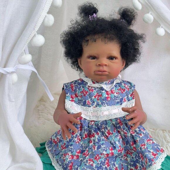 🆕20inch Soft Cloth Body  African American Poseable Limbs Lanny Doll Reborn Baby - Picture 6 of 6